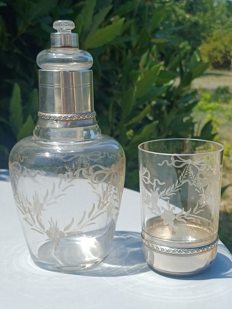 Solid Silver And Crystal Night Bottle Decanter-photo-2