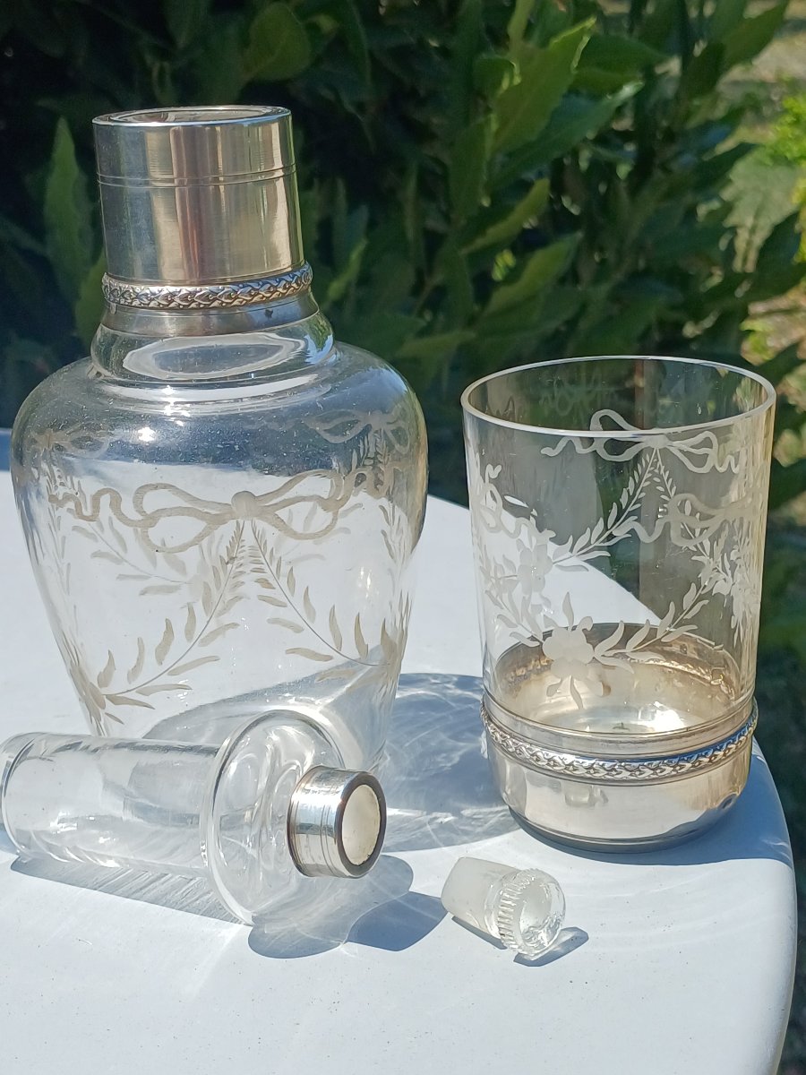 Solid Silver And Crystal Night Bottle Decanter