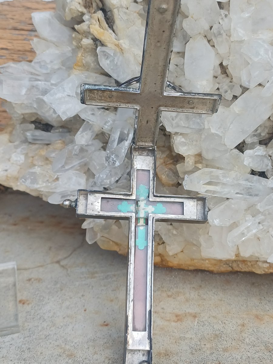 Croix pectorale argent massif reliquaire Ste Croix Sancta Crucis-photo-3