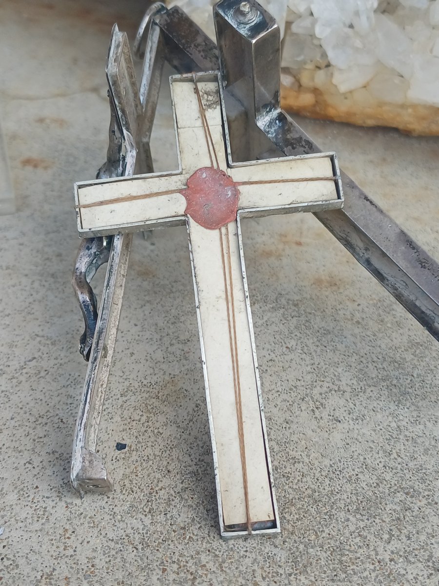 Croix pectorale argent massif reliquaire Ste Croix Sancta Crucis-photo-4
