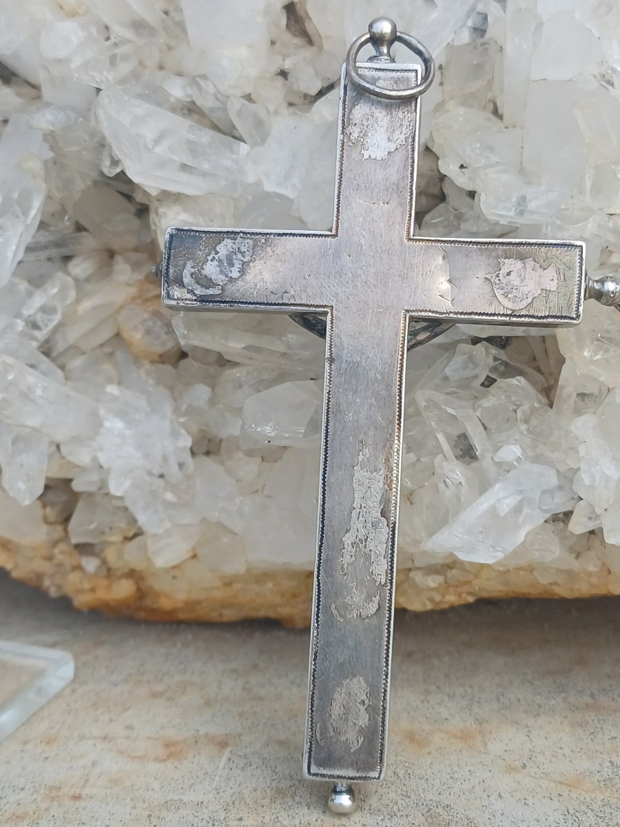 Croix pectorale argent massif reliquaire Ste Croix Sancta Crucis-photo-2