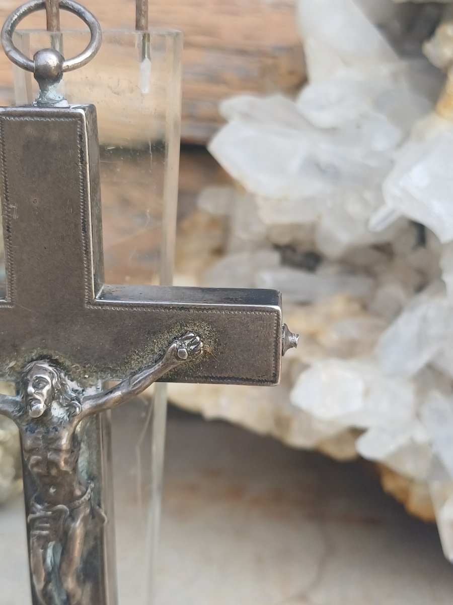 Croix pectorale argent massif reliquaire Ste Croix Sancta Crucis-photo-3