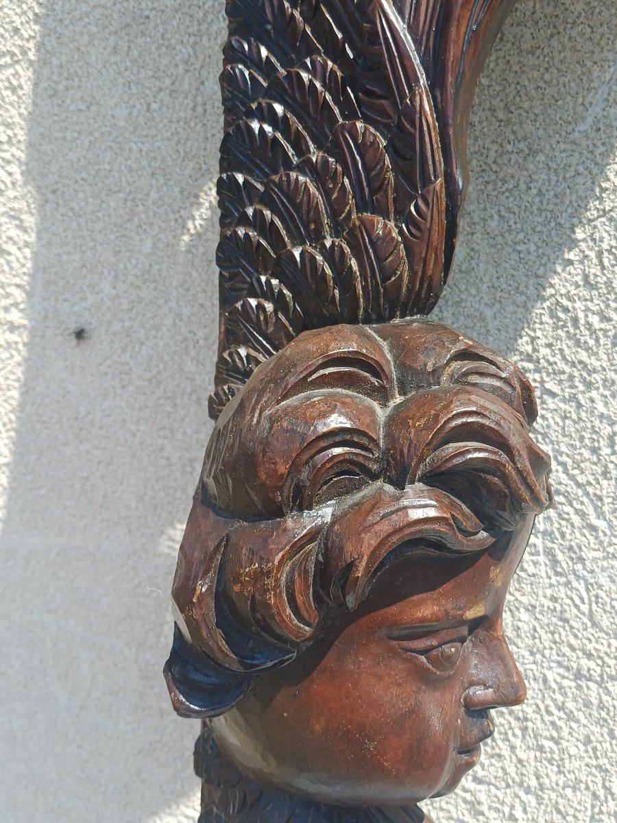 sculpture ange élément de boiserie d'église-photo-3