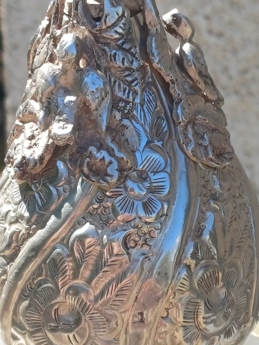 flacon de parfum argent massif Egypte aspergeur eau de rose Gulabpash-photo-3