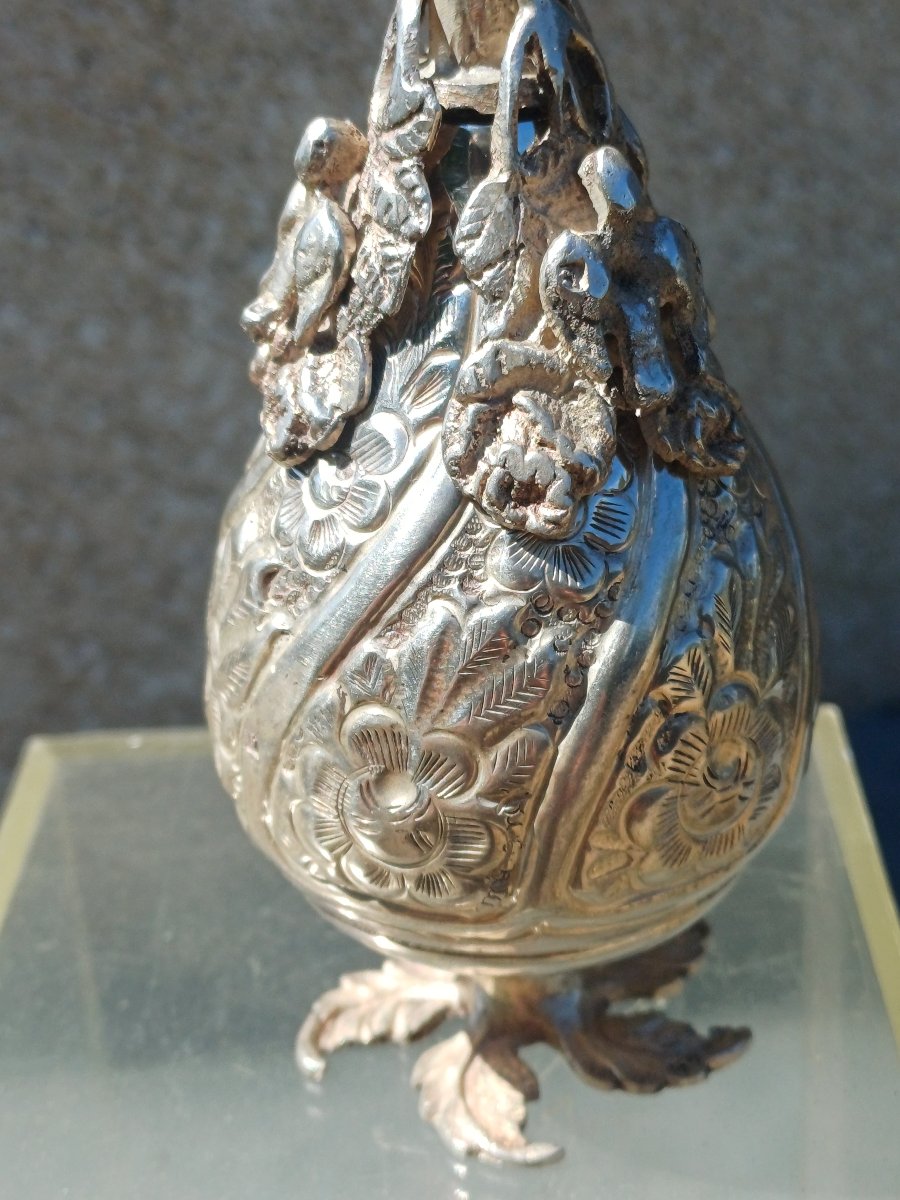 flacon de parfum argent massif Egypte aspergeur eau de rose Gulabpash-photo-1