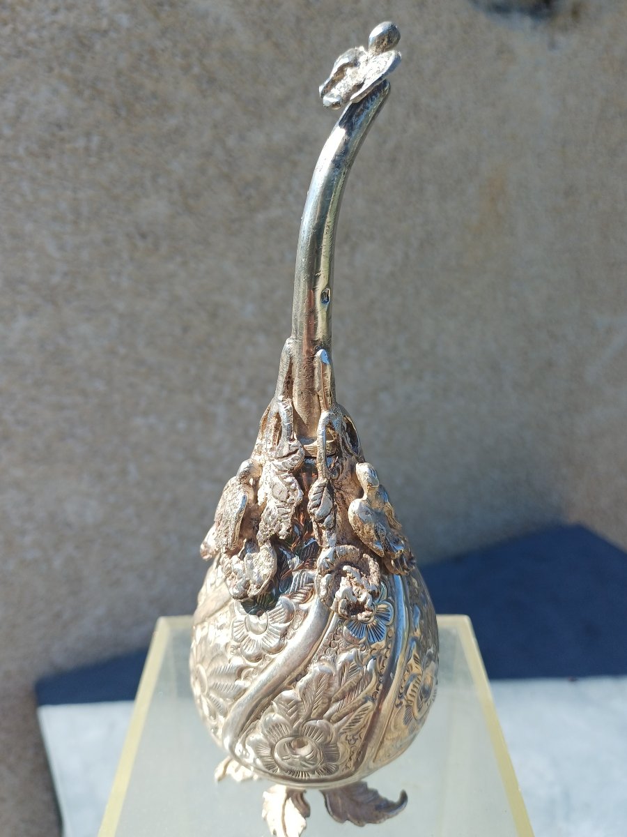 flacon de parfum argent massif Egypte aspergeur eau de rose Gulabpash