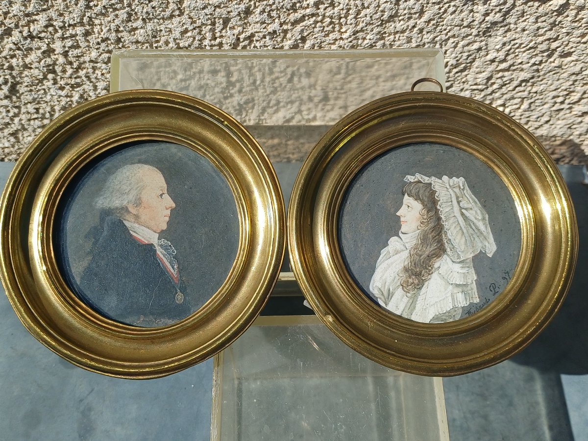 Pair Of Portraits From The Revolutionary Period, Signed "thibaut." 1797-photo-2