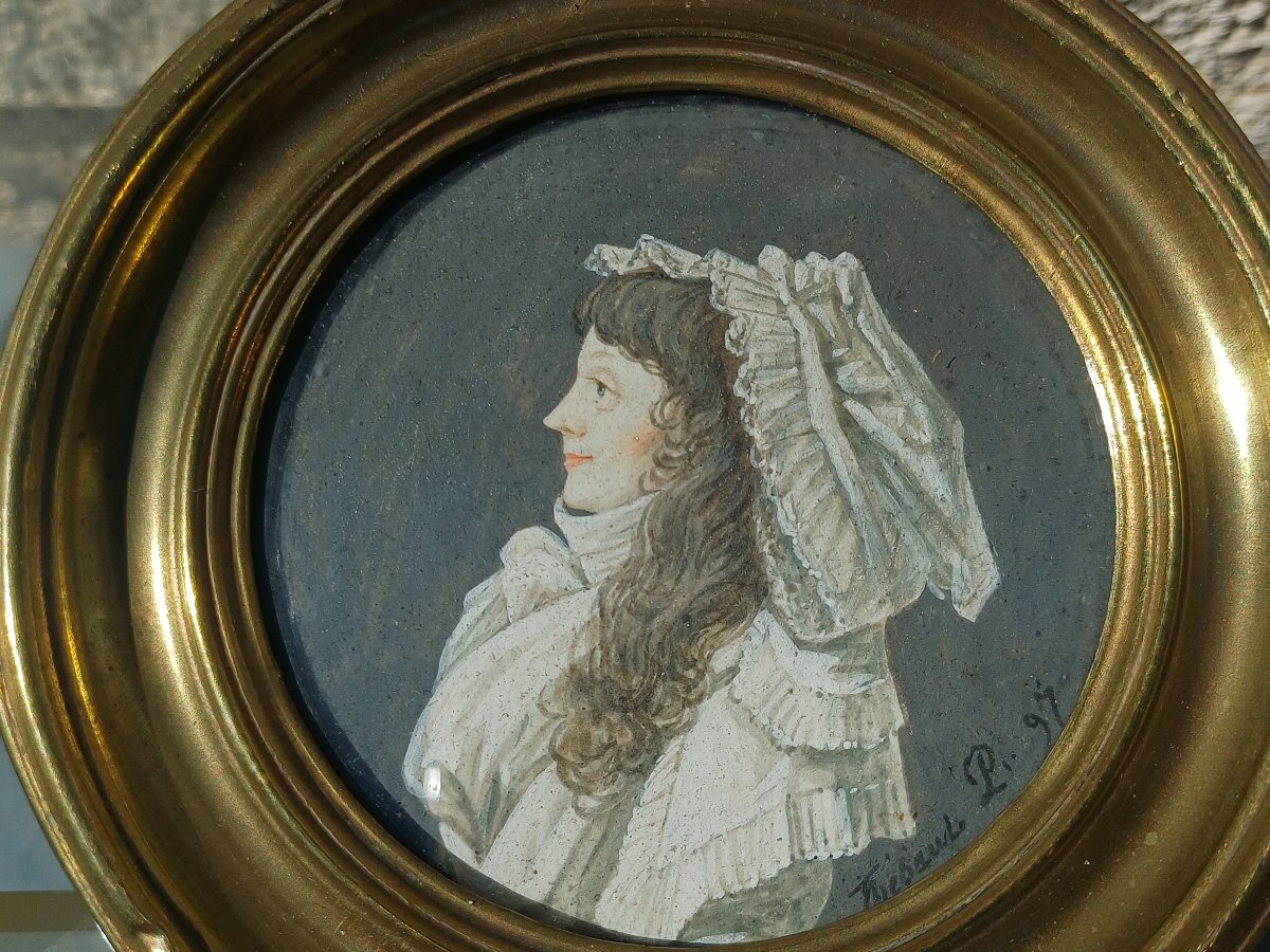 Pair Of Portraits From The Revolutionary Period, Signed "thibaut." 1797-photo-4