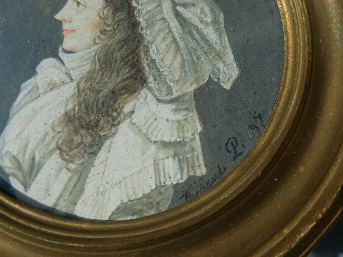 Pair Of Portraits From The Revolutionary Period, Signed "thibaut." 1797-photo-1