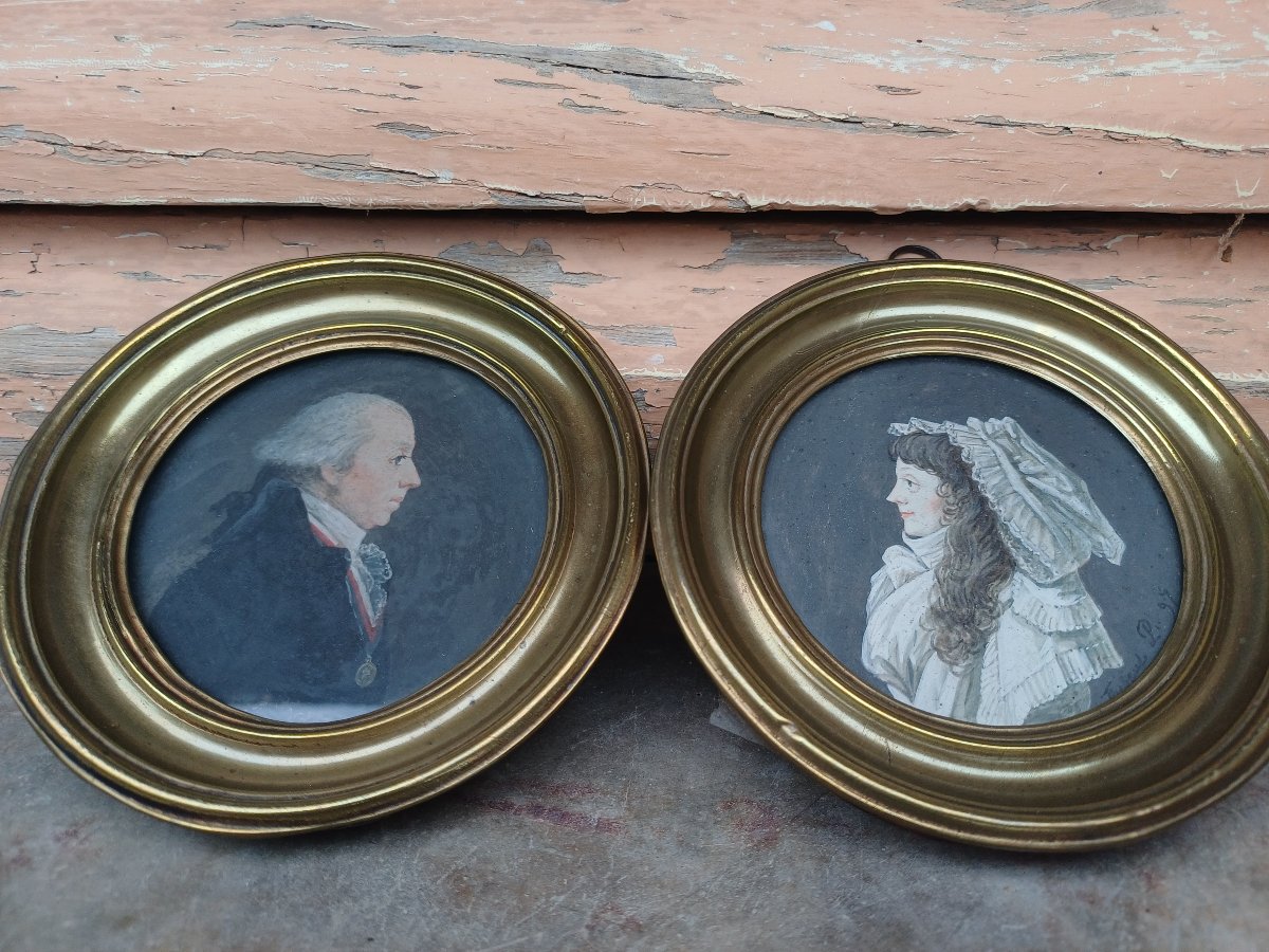 Pair Of Portraits From The Revolutionary Period, Signed "thibaut." 1797-photo-2