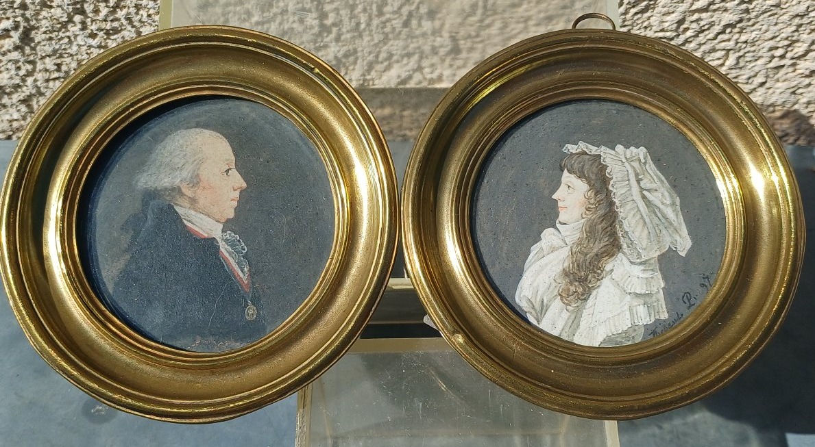 Pair Of Portraits From The Revolutionary Period, Signed "thibaut." 1797
