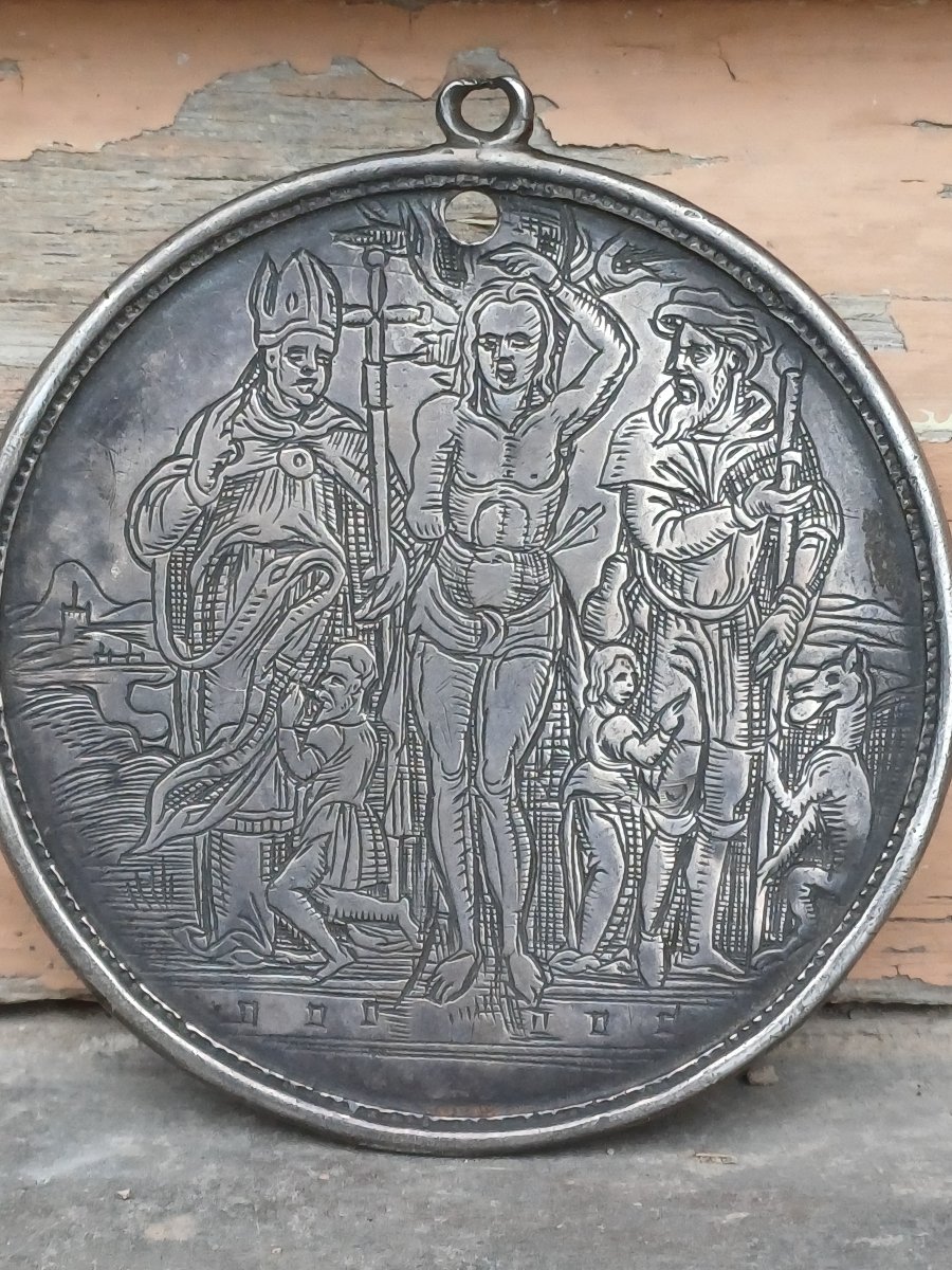 Medaille argent de pèlerinage contre la peste Venise XVIIeme ou XVIIIeme -photo-3