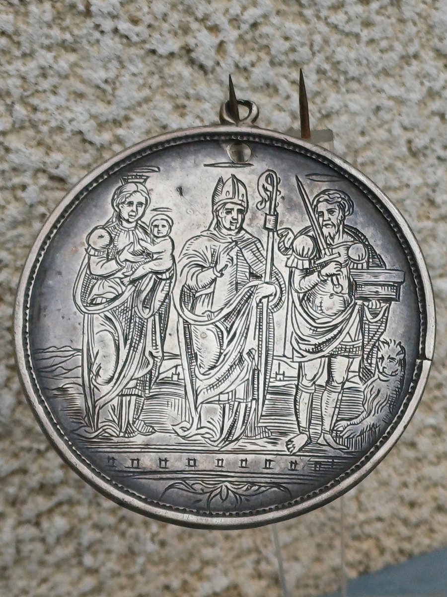 Medaille argent de pèlerinage contre la peste Venise XVIIeme ou XVIIIeme -photo-4