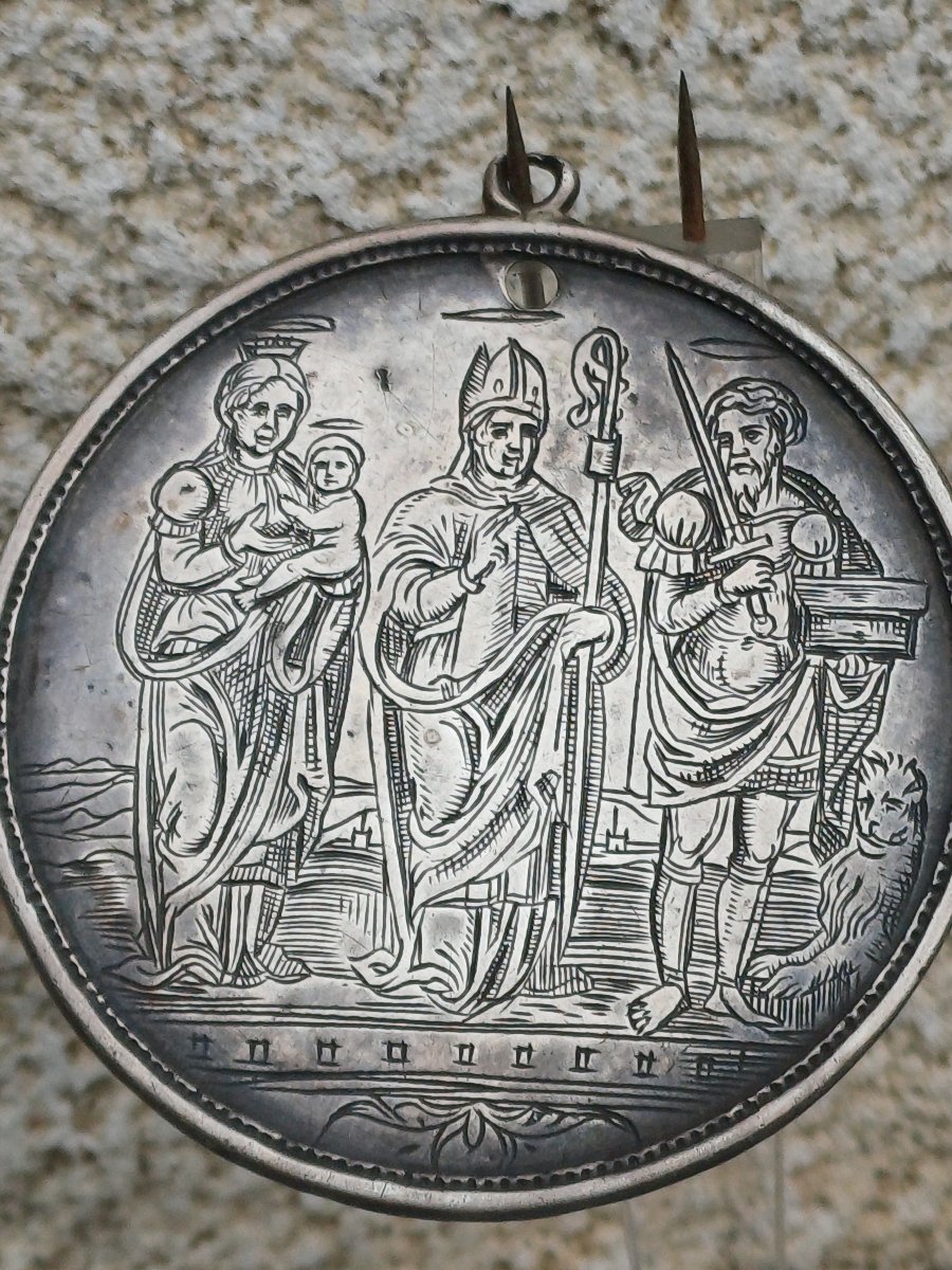 Medaille argent de pèlerinage contre la peste Venise XVIIeme ou XVIIIeme 