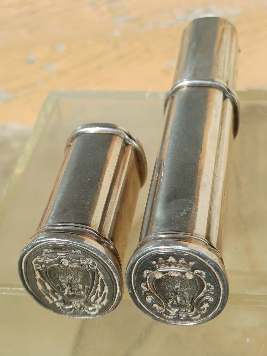 Etui a cire argent XVIIIeme Jean Armand de Bessuejouls de Roquelaure-photo-4