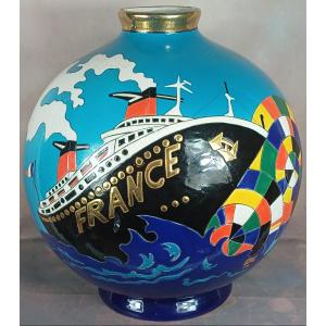 Monumental Vase boule Danillo Curetti pour Longwy paquebot France