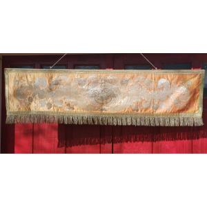 Dais de procession chasuble Oie pélicane broderie fil d'argent