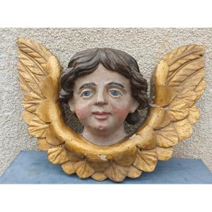 Tête d'Ange bois doré putti chérubin 19ème