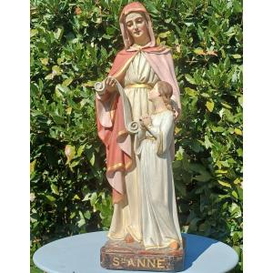 Church Statue Of St. Anne And The Child Mary, Terracotta