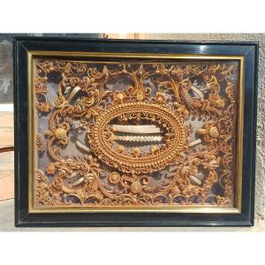 Reliquary With Rolled Paper 18th Century St. Constantienne Martyr Saint