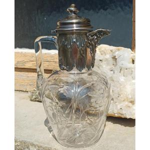Solid Silver And Crystal Water Pitcher