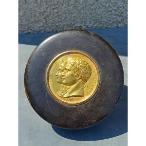 Boite tabatière époque Empire portrait de l'Empereur Napoléon et de Marie Louise