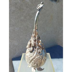 flacon de parfum argent massif Egypte aspergeur eau de rose Gulabpash