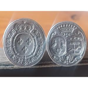 Wax Seal Case Featuring The Guyau De Lavau And Combettes Coat Of Arms (toulouse Magistrate) And The Arms Of France