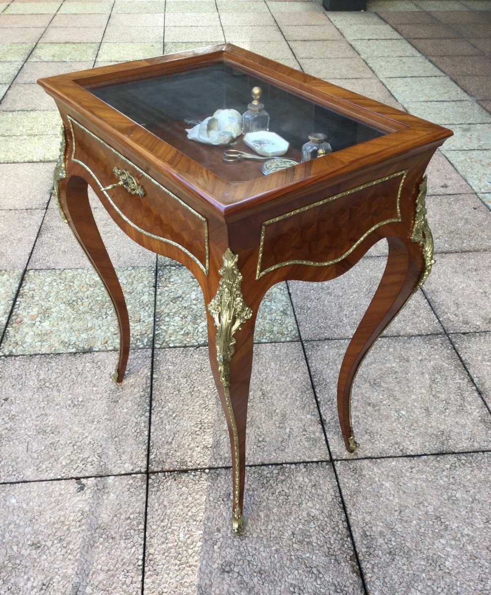 A Small Flat Marquetry Showcase-photo-2