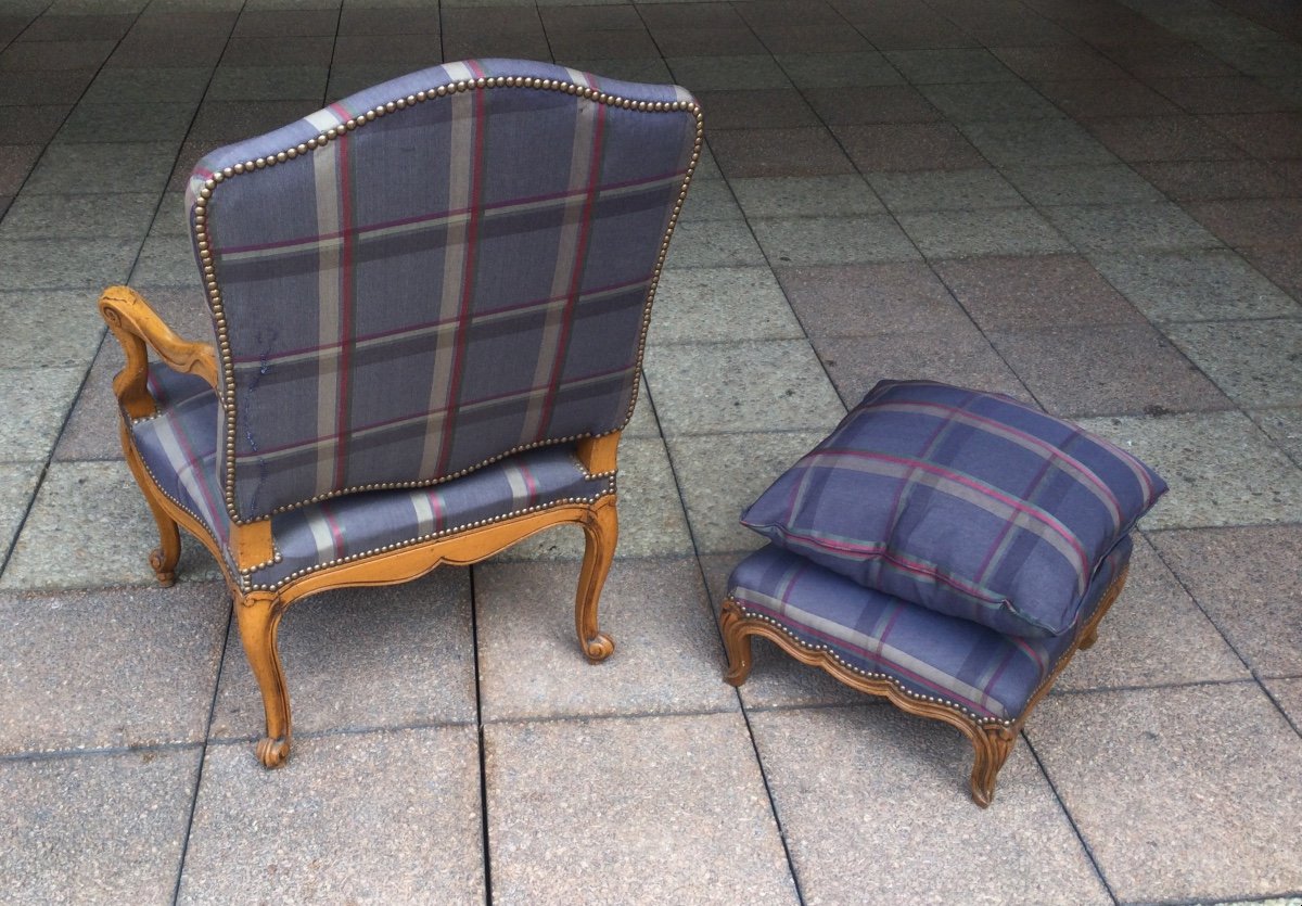 Comfortable Armchair And Footrest In Regency-louis XV Style-photo-3