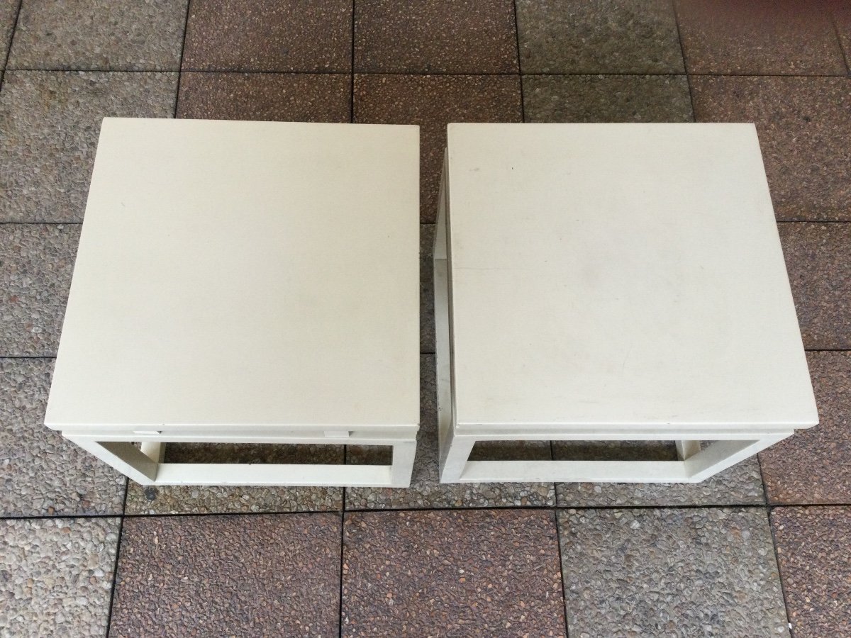 Two Ivory Lacquered Wood Coffee Tables From The 70s-photo-4