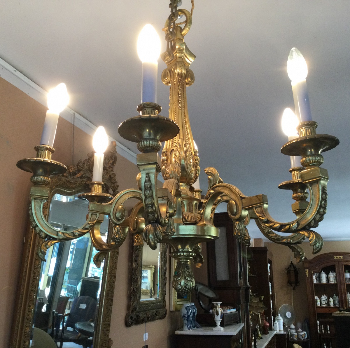 A Large Louis XVI Style Gilt Bronze Chandelier-photo-2