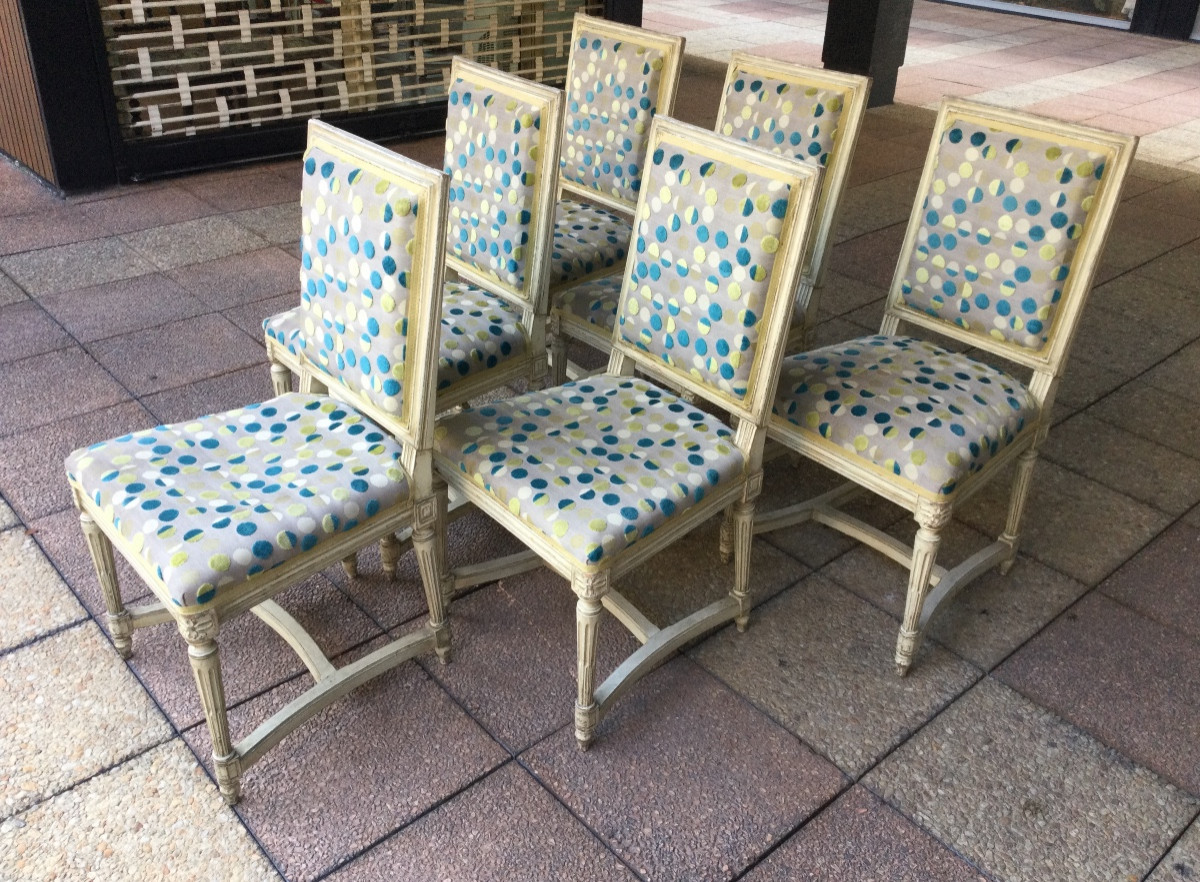Suite de six chaises Louis XVI-photo-2