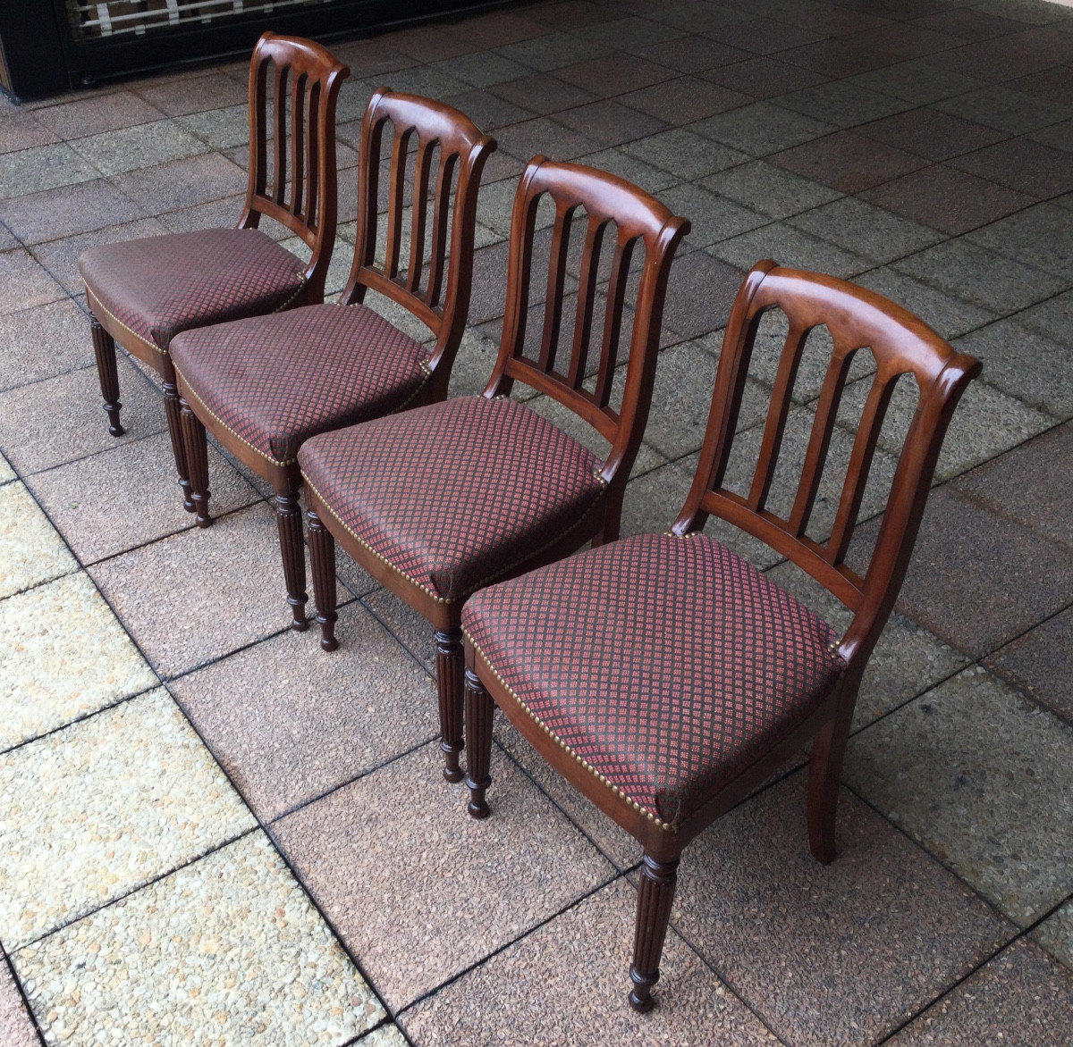 Quatre chaises en acajou d'époque Restauration-photo-2