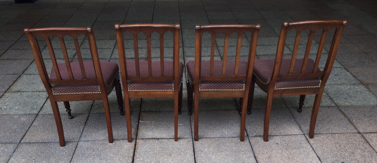 Quatre chaises en acajou d'époque Restauration-photo-4