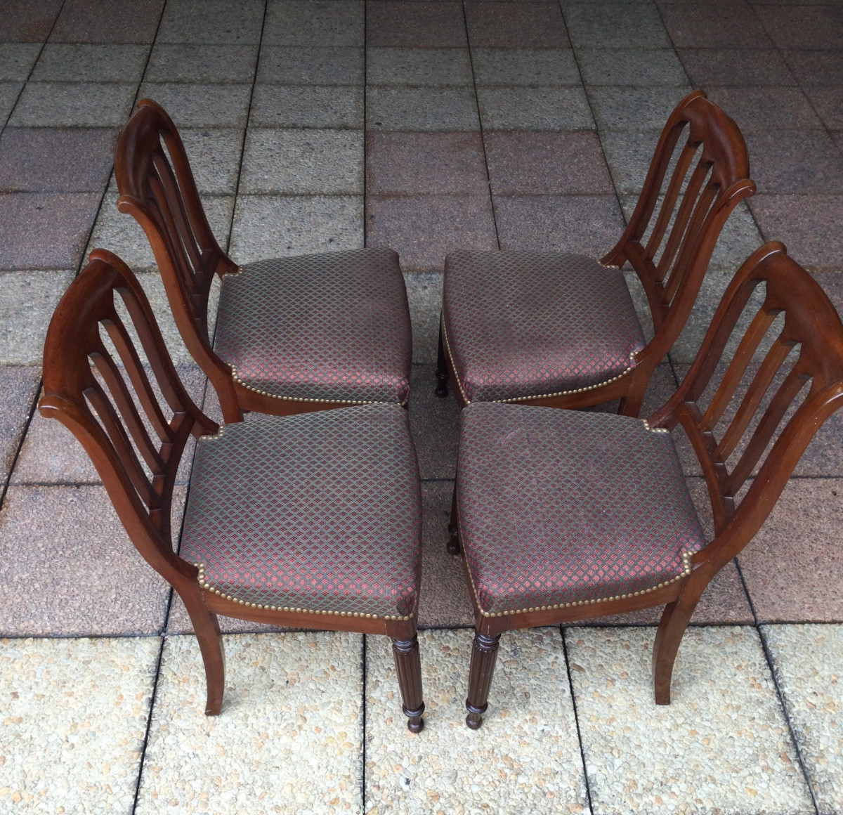 Quatre chaises en acajou d'époque Restauration-photo-2