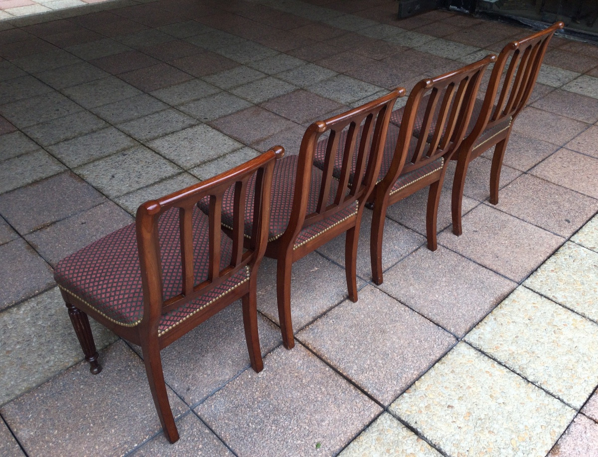 Quatre chaises en acajou d'époque Restauration-photo-4