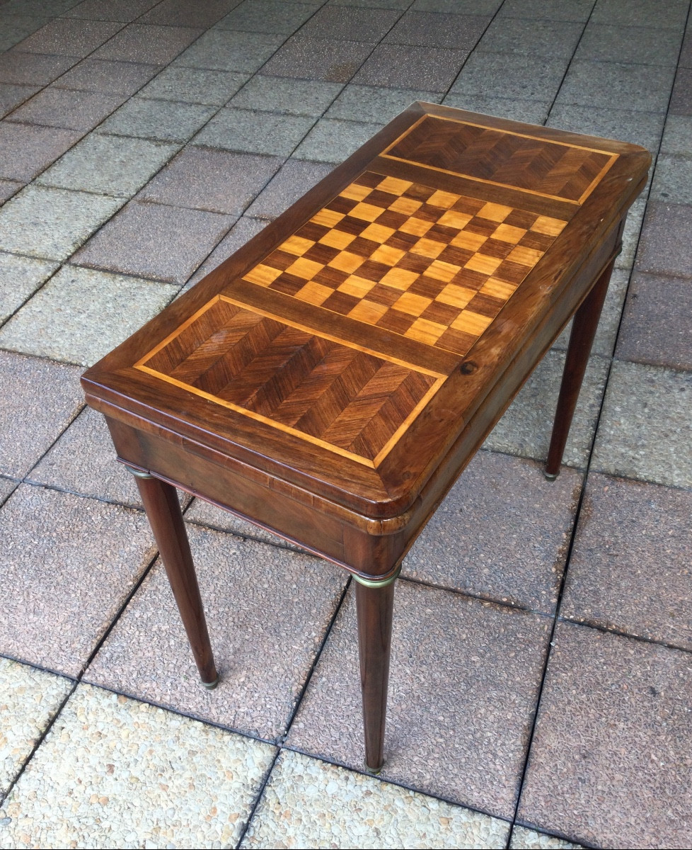 A Mahogany And Marquetry Games Table.-photo-2