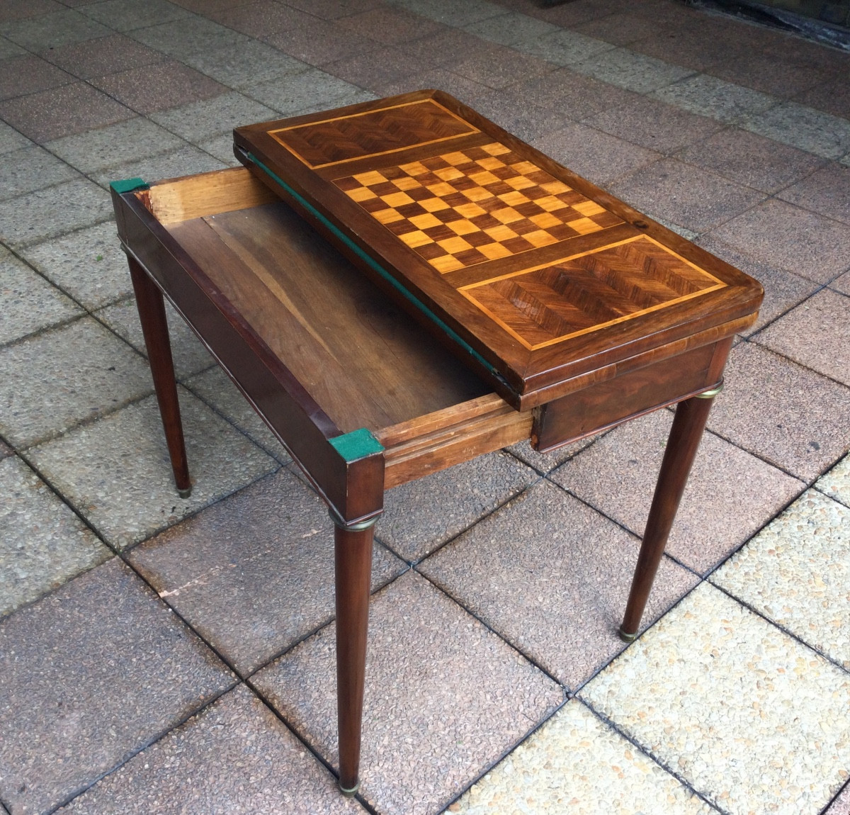 A Mahogany And Marquetry Games Table.-photo-4
