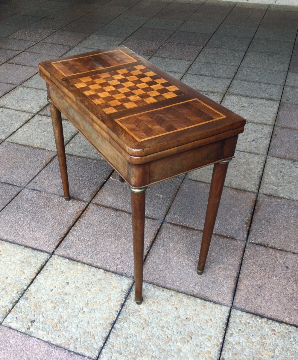 A Mahogany And Marquetry Games Table.-photo-2