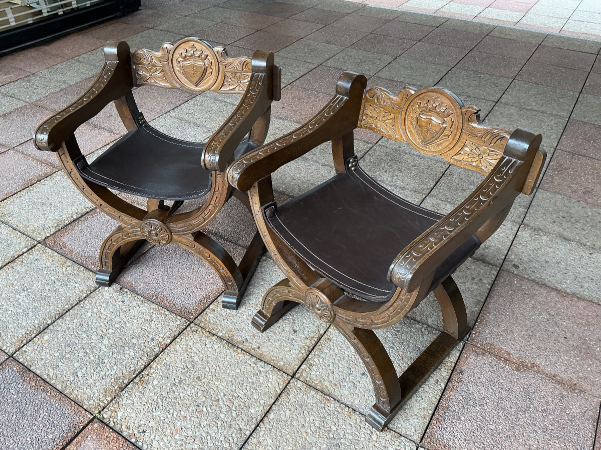 A Pair Of Curule Chairs, Known As "dagobert" Chairs-photo-2