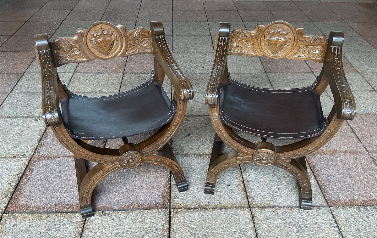 A Pair Of Curule Chairs, Known As "dagobert" Chairs-photo-3
