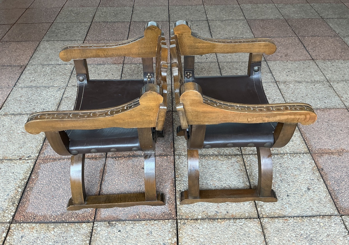 A Pair Of Curule Chairs, Known As "dagobert" Chairs-photo-3