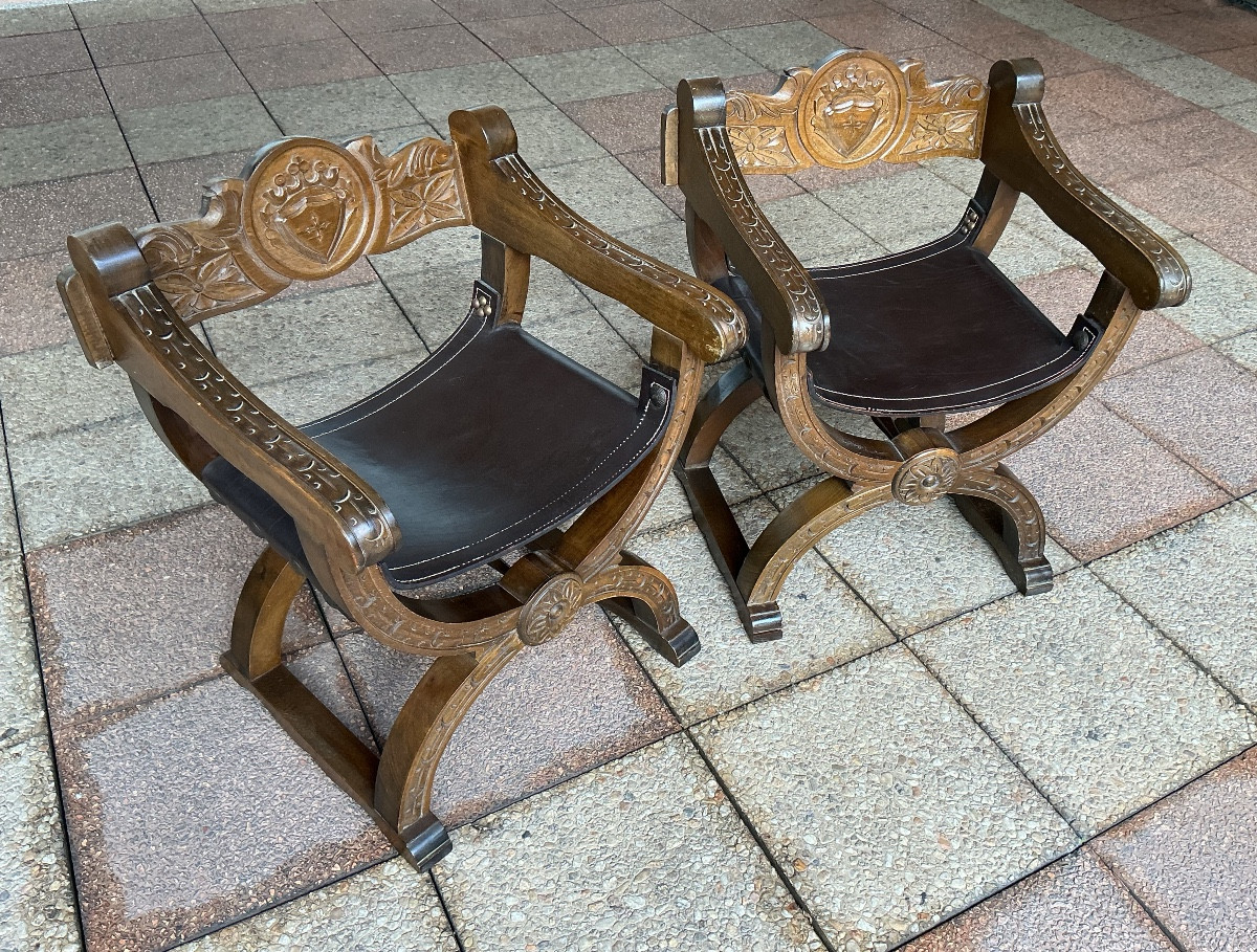 A Pair Of Curule Chairs, Known As "dagobert" Chairs