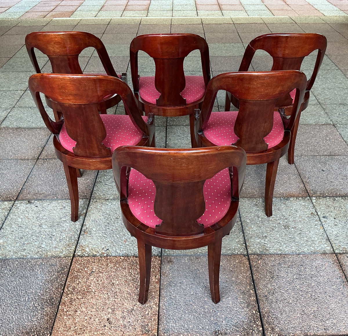 Six chaises '' gondole''en acajou.-photo-4