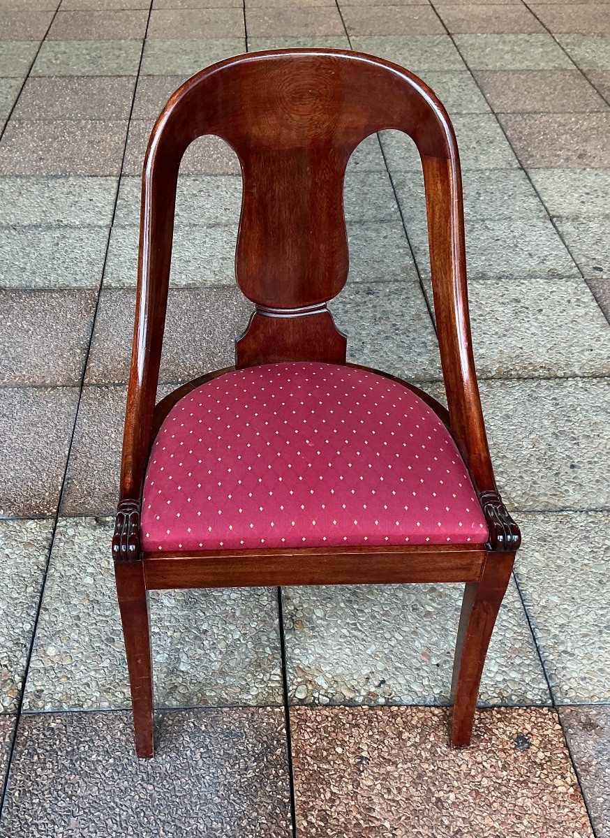 Six chaises '' gondole''en acajou.-photo-4