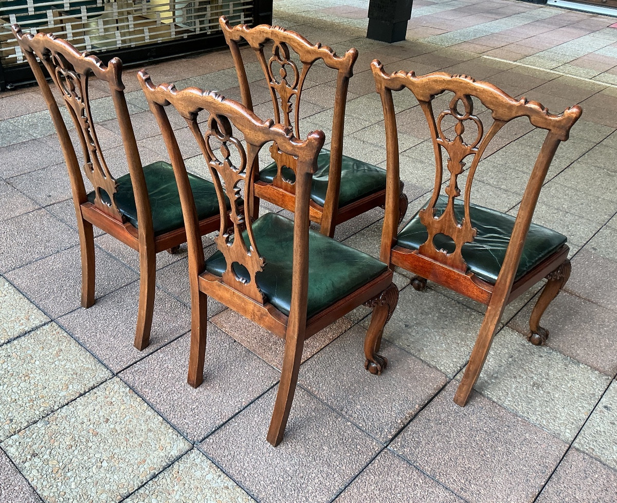Four Chippendale Style Chairs.-photo-1