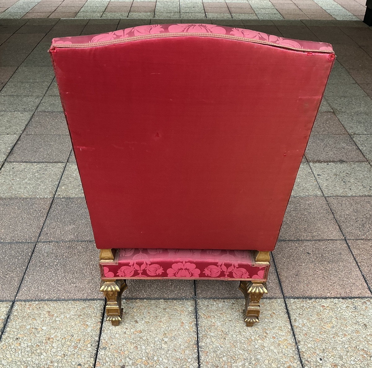 A Large Louis XIV Armchair In Gilded Wood-photo-2