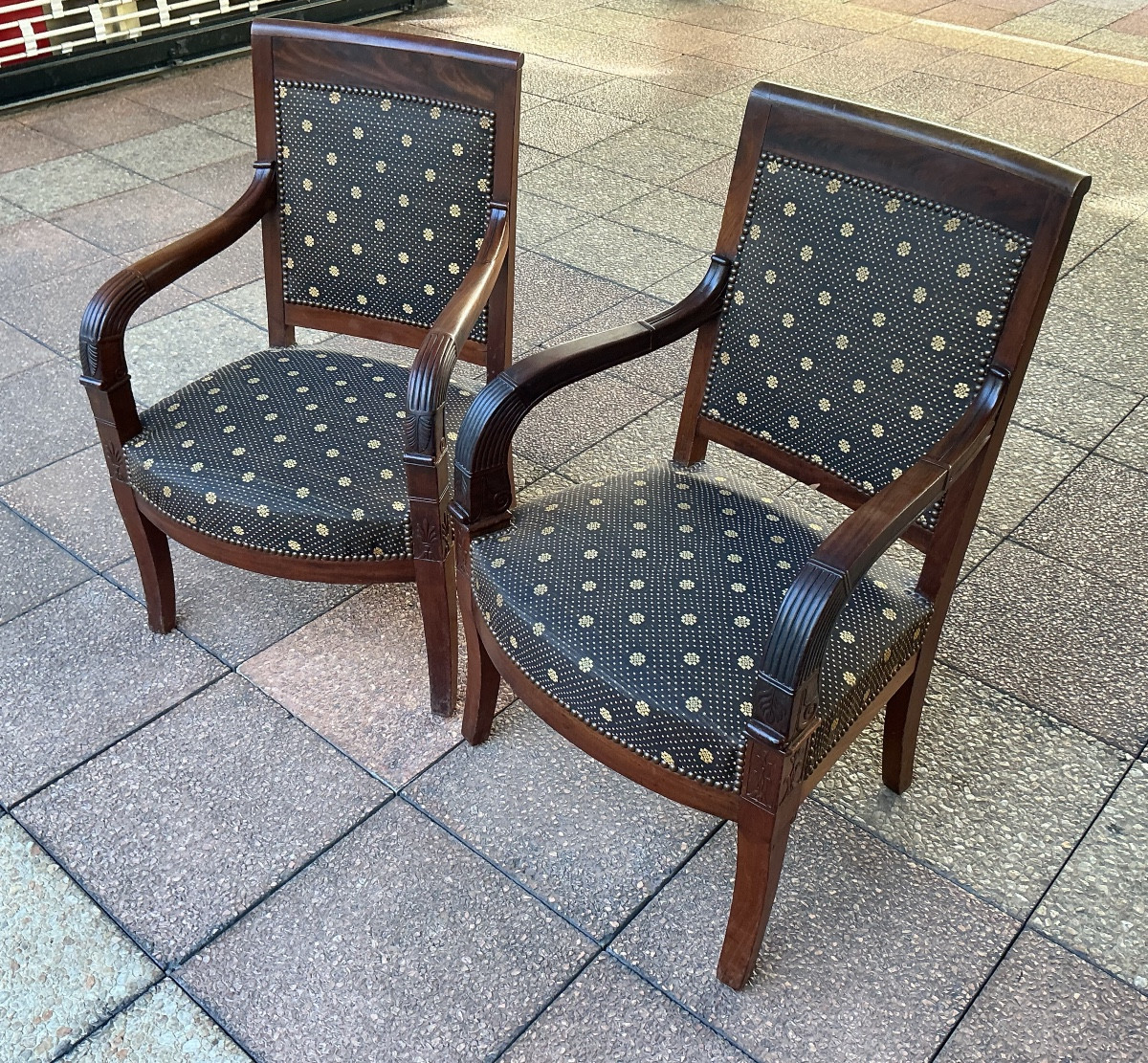 Two Empire Period Mahogany Armchairs.-photo-2