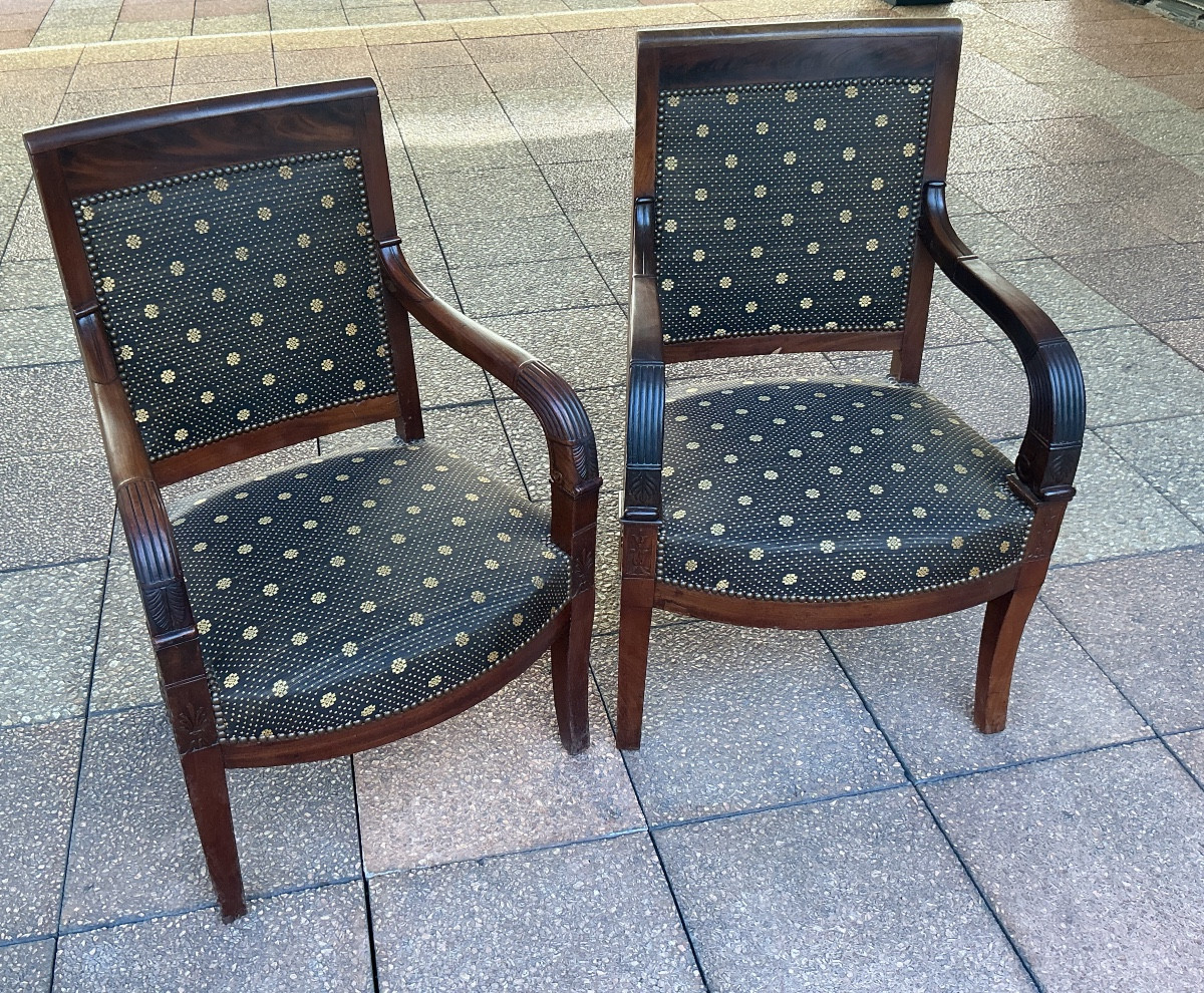 Two Empire Period Mahogany Armchairs.-photo-3